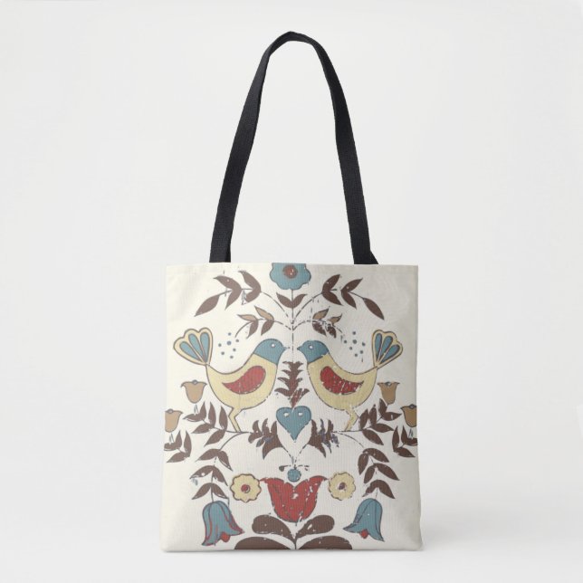 Bolsa Tote Amish Hex Sinal Bird Americana da Pensilvânia Hola (Frente)