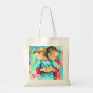 Bolsa Tote Amizade - Crianças Hugging - Paz Amor - Pintura