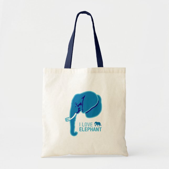 Bolsa Tote Amo Elefante (Rosto Lateral) (Frente)