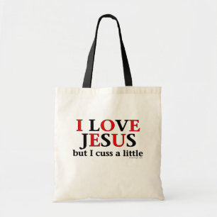 Bolsa Tote Amo Jesus [mas xingo um pouco] Dizendo