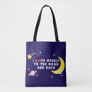 Bolsa Tote Amo-me à Lua e à Afirmação Positiva