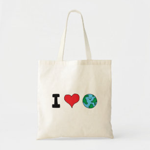 Bolsa Tote Amo o Mundo Feliz Clipart Terra Fofa