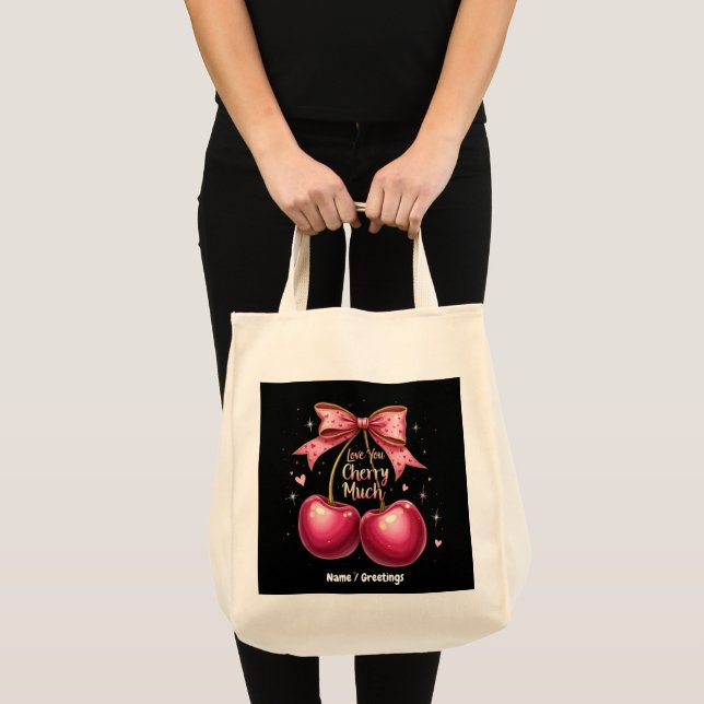 Bolsa Tote Amo-te a cereja de um Namorados doce e engraçado (Frente (produto))