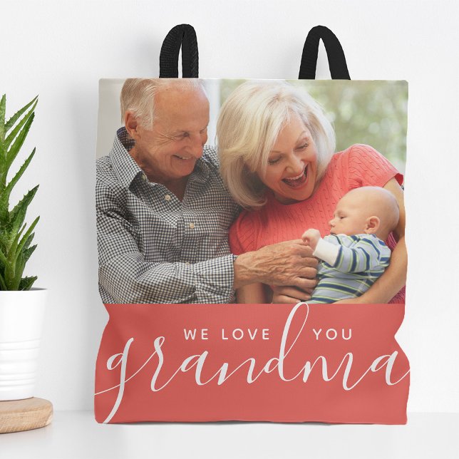 Bolsa Tote Amo-Te, Avó, Dia de as mães Personalizado De Fotog (Criador carregado)