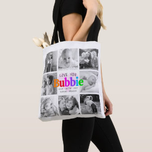 Bolsa Tote Amo-Te, Bubbie Colorful Modern 8 Photo Collage