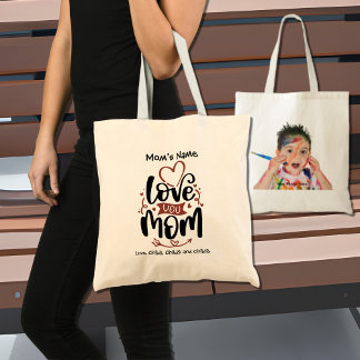 Bolsa Tote Amo-Te Mãe Foto Personalizável Colorida