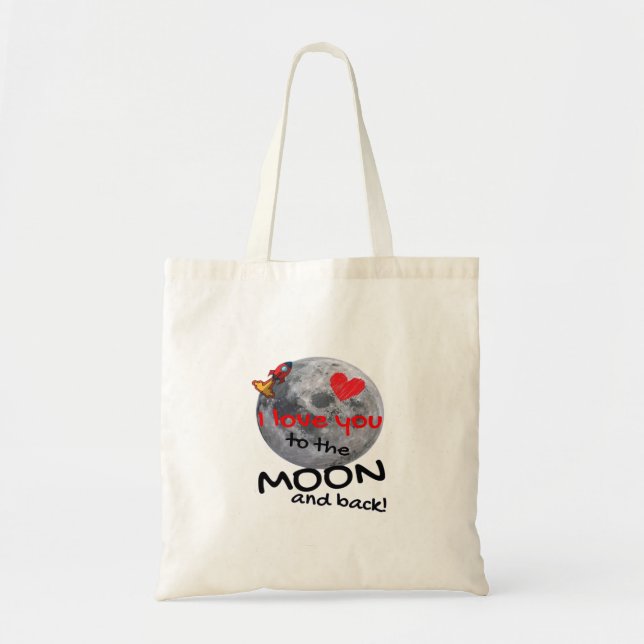 Bolsa Tote Amo Você Até a Lua e de Volta Estilo Divertido  (Frente)