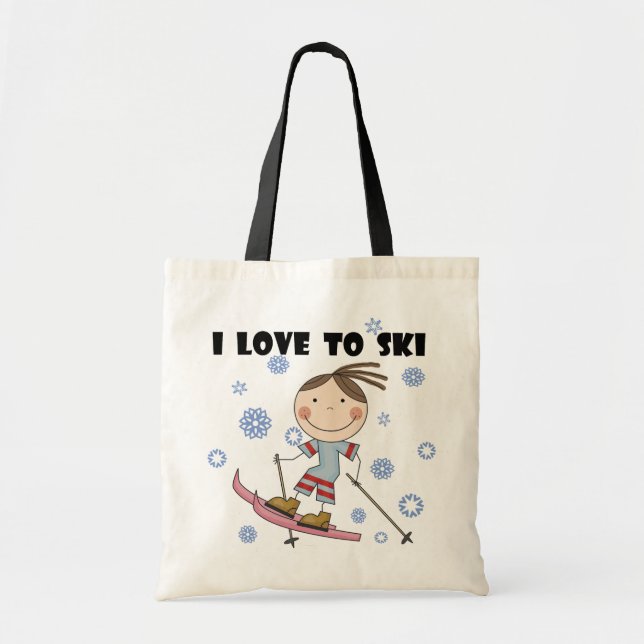 Bolsa Tote Amor ao esqui - camiseta e presentes da menina (Frente)
