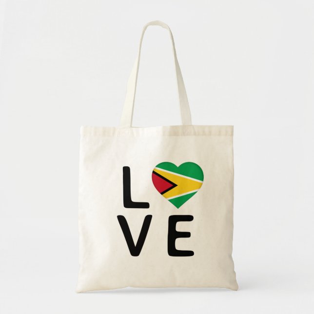 Bolsa Tote Amor - Bandeira da Guiana (Frente)