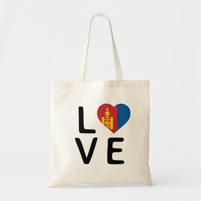Bolsa Tote Amor - Bandeira da Mongólia (Frente)