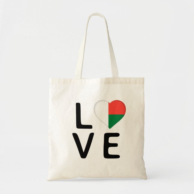 Bolsa Tote Amor - bandeira de Madagáscar (Frente)