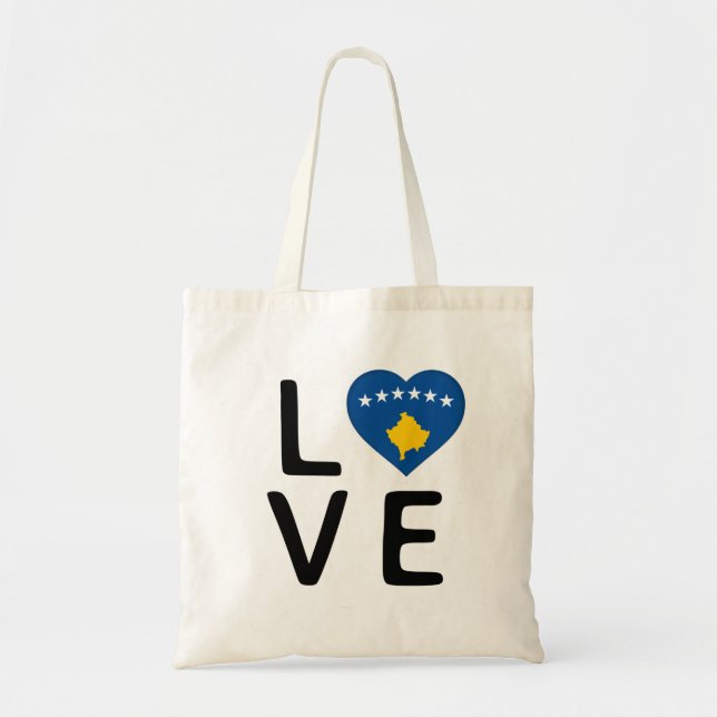 Bolsa Tote Amor - Bandeira do Kosovo (Frente)