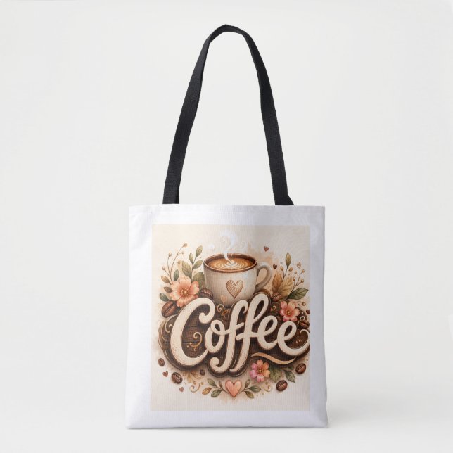 Bolsa Tote Amor Café Floral (Frente)