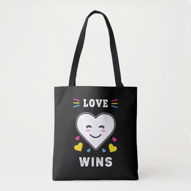Bolsa Tote Amor Cardíaco ganha Orgulho Pansexual LGBTQ (Frente)