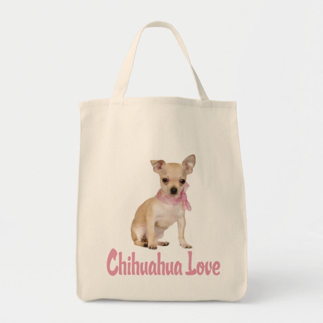 Bolsa Tote Amor Chihuahua Canvas Cachorro (Frente)