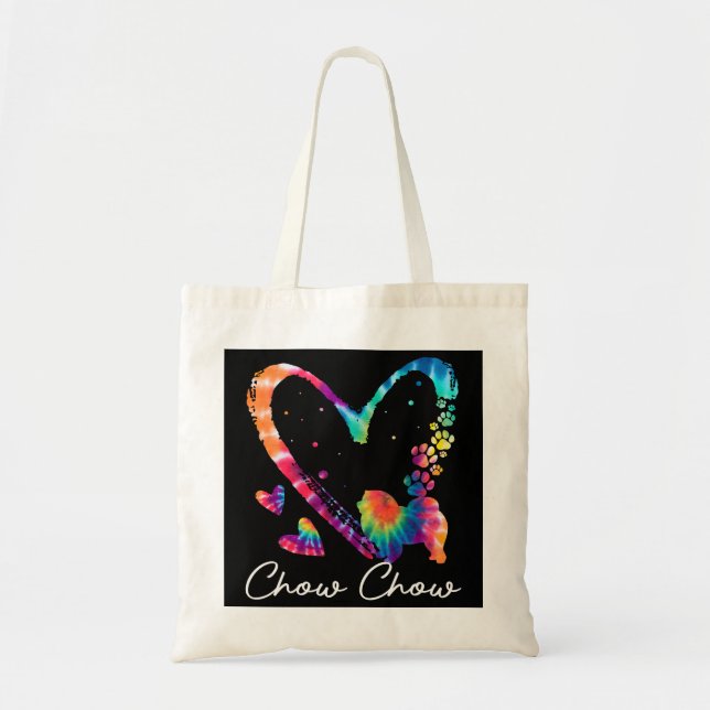 Bolsa Tote Amor Chow Chow Tie Dye Rainbow Hippie Costume Dog (Frente)