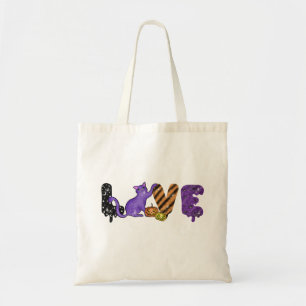 Bolsa Tote Amor com Gato Bonito para o Dia das Bruxas
