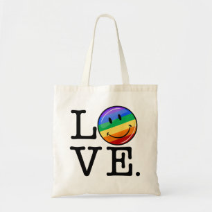Bolsa Tote Amor com um gay feliz LGBT da bandeira do