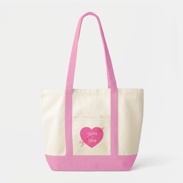 Bolsa Tote Amor Coração Rosa para sempre 10º (Frente)