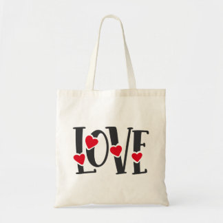 Bolsa Tote Amor Corações de Arte Vermelha Namorados Preto