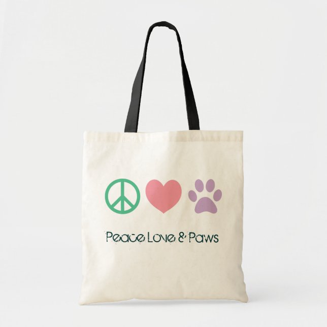 Bolsa Tote Amor da paz e sacola das patas (Frente)