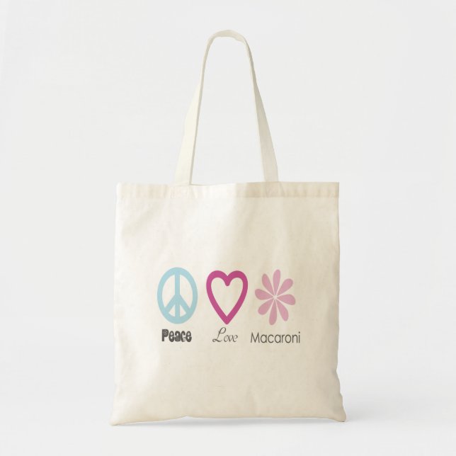 Bolsa Tote Amor da paz e sacola do macarrão (Frente)