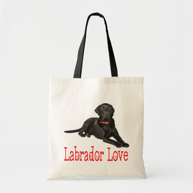 Bolsa Tote Amor de Cão Negro Labrador (Frente)