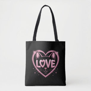 Bolsa Tote Amor de Gato Brilhante