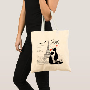 Bolsa Tote Amor de gato em Paris