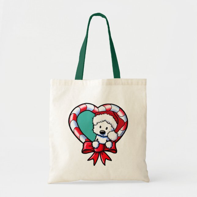 Bolsa Tote Amor de Natal KiniArt Westie (Frente)
