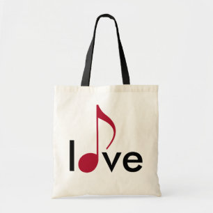 Bolsa Tote amor de nota musical vermelha