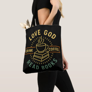 Bolsa Tote Amor Deus Beba Café Ler Livros Vintage