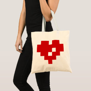 Bolsa Tote Amor do bocado do coração 8 do pixel