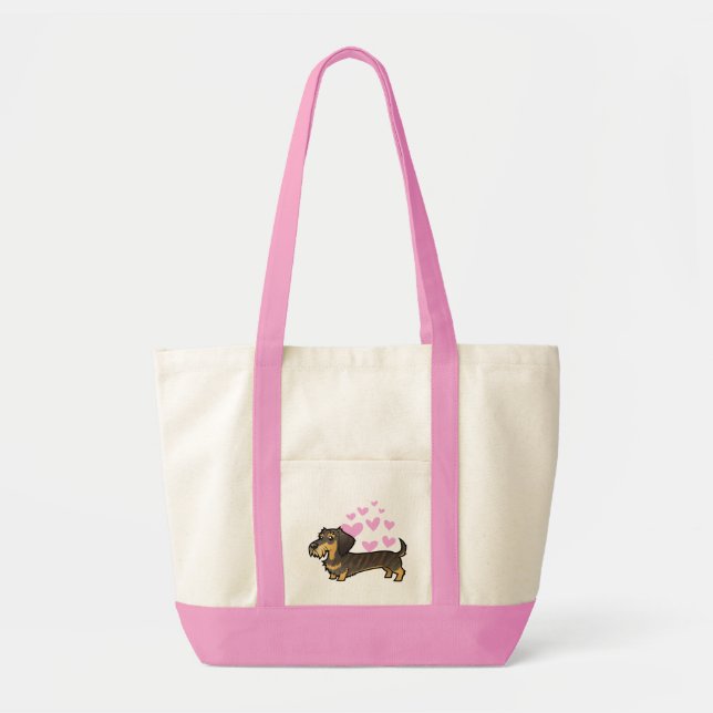 Bolsa Tote Amor do Dachshund (wirehair) (Frente)