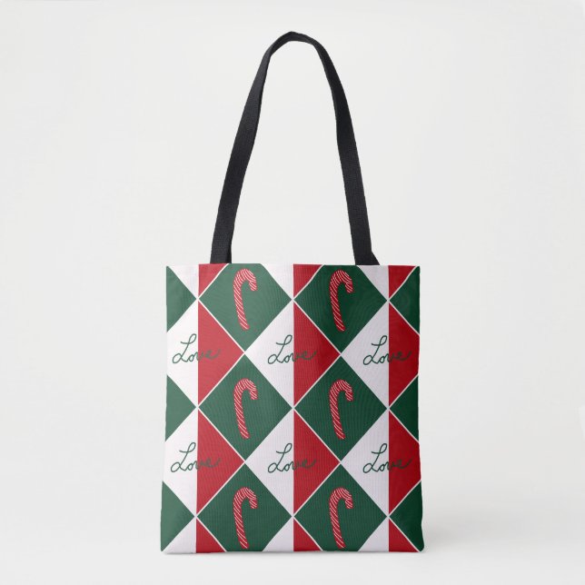 Bolsa Tote Amor e Bengalas de Natal (Frente)