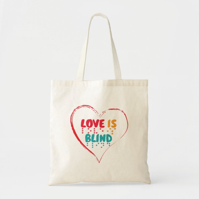 Bolsa Tote Amor é Cego Braille Heart (Frente)