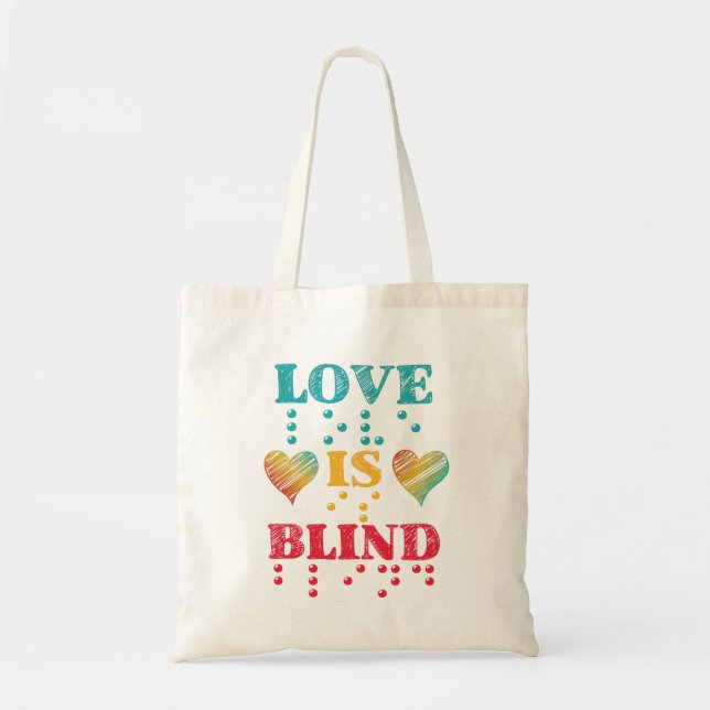Bolsa Tote Amor é Cego Corações em Braille (Frente)