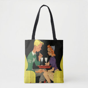 Bolsa Tote Amor e Romance Vintage, Adolescentes na Loja de Re