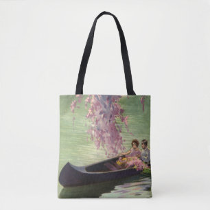 Bolsa Tote Amor e Romance Vintage, Passeio Romântico de Canoa