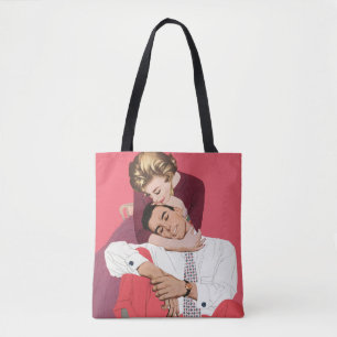 Bolsa Tote Amor e Romance Vintage, Recém-Casados em Rosa