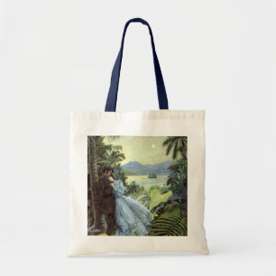 Bolsa Tote Amor e Romance Vintage, Vista Tropical Romântica