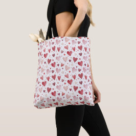 Bolsa Tote Amor em Aquarela - Padrão de Coração Caprichoso