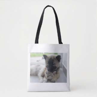 Bolsa Tote Amor Entre Cachorro e Gato 