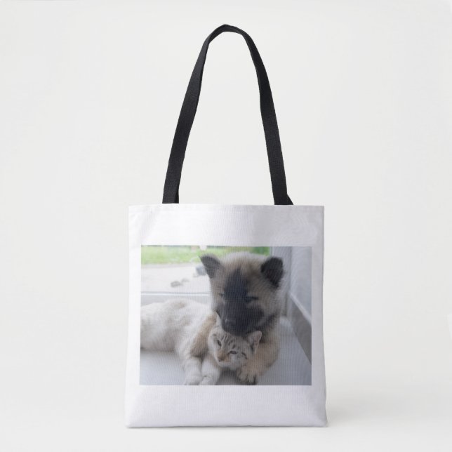Bolsa Tote Amor Entre Cachorro e Gato  (Frente)