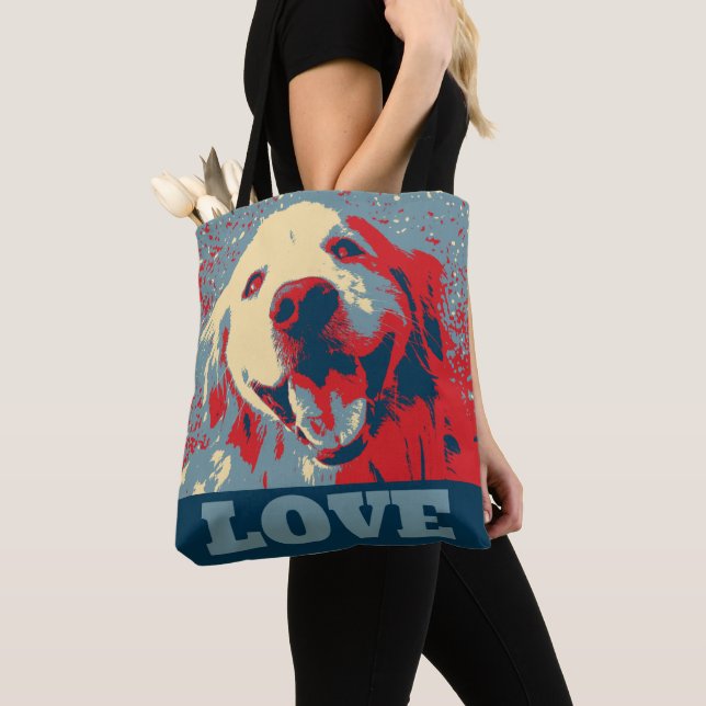 Bolsa Tote Amor estilizado do golden retriever (Close Up)