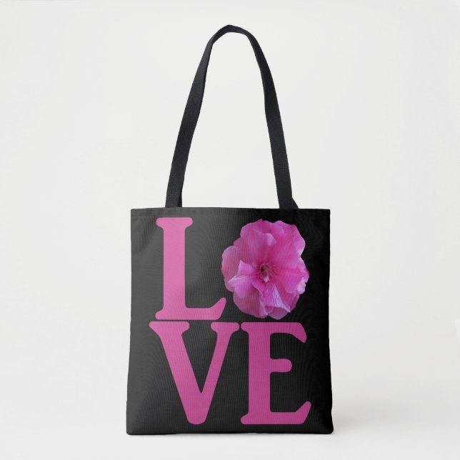 Bolsa Tote Amor Flor Rosa Clássica (Frente)