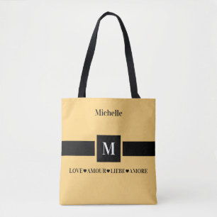Bolsa Tote Amor Moderno Amour Liebe Amore Nome e Inicial