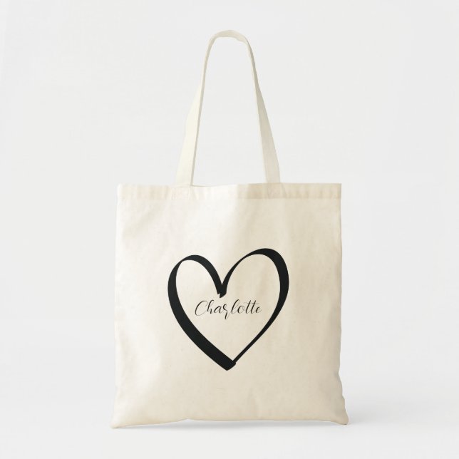 Bolsa Tote Amor Monograma Bridesmaid Wedding Swag (Frente)