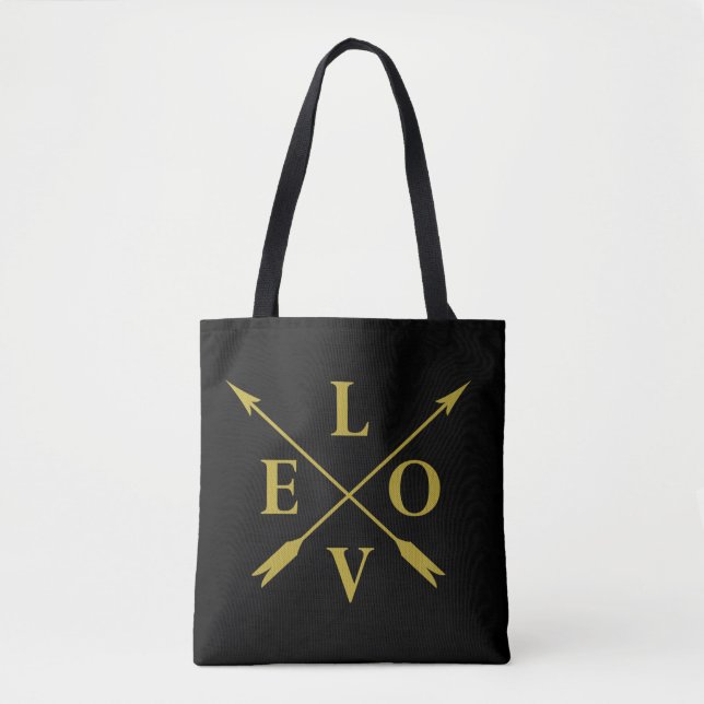 Bolsa Tote amor monograma com letra dourada (Frente)