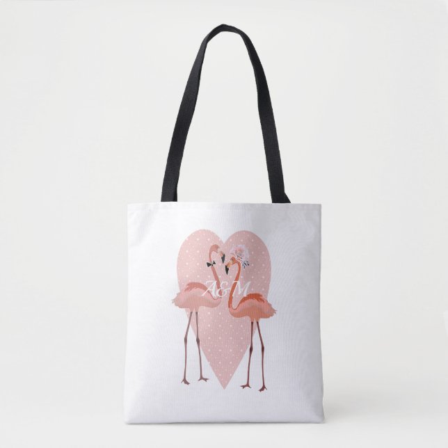 Bolsa Tote Amor na moda de Flamingo rosa (Frente)